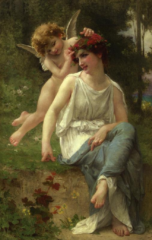 Guillaume Seignac Cupid Adoring A Young Maiden oil painting picture